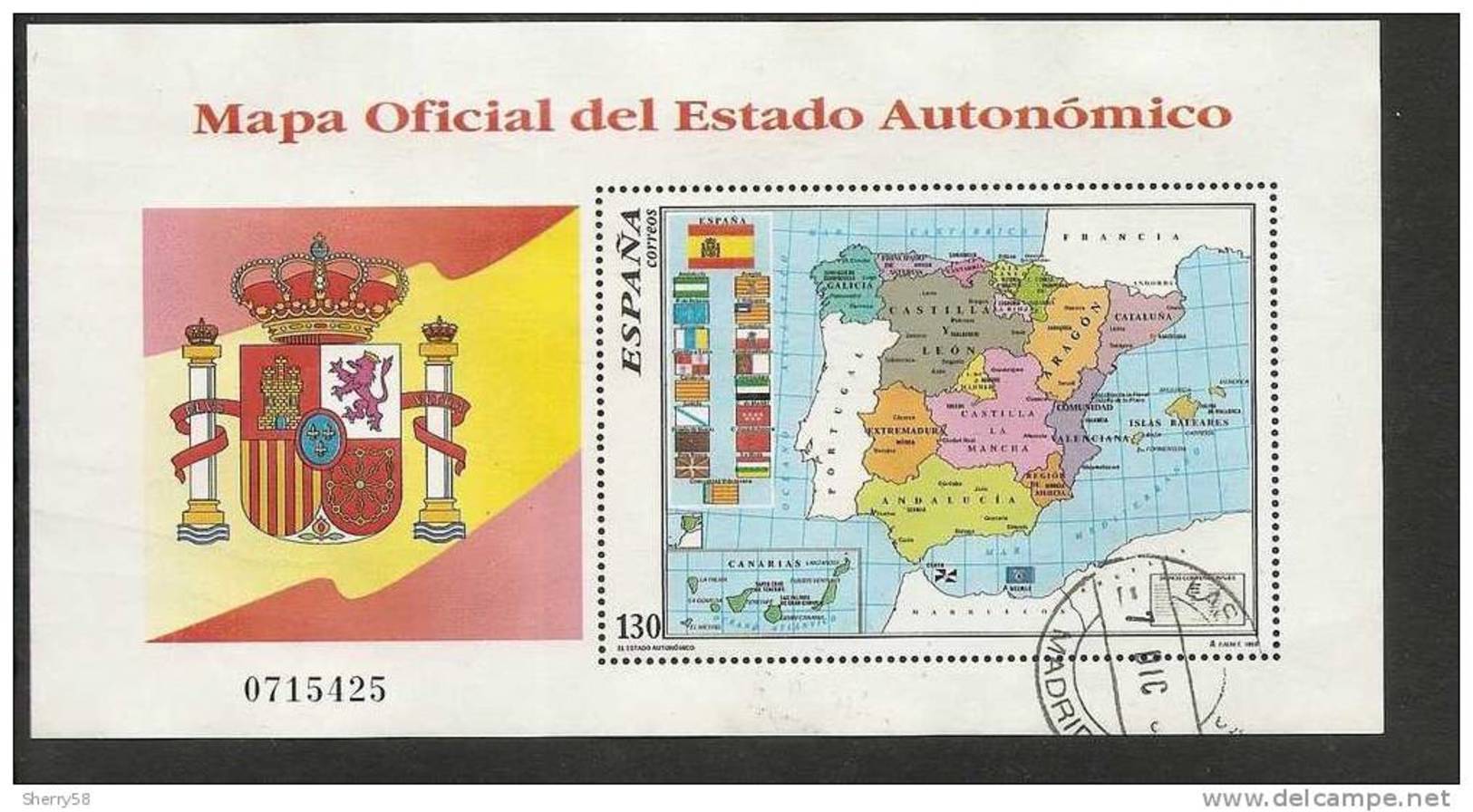 1996-ED. 3460 H.B.-MAPA OFICIAL AUTONOMICO-USADO- - Blocs & Hojas