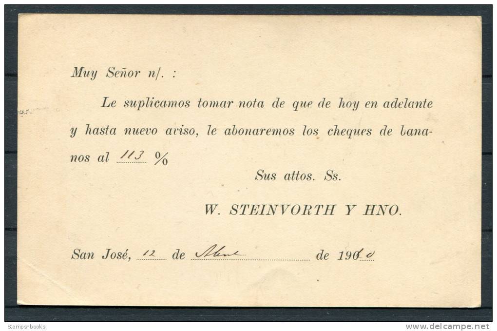 Costa Rica San Jose Inland Ganzsache 1910 Mit Werbe Zudruck - Costa Rica