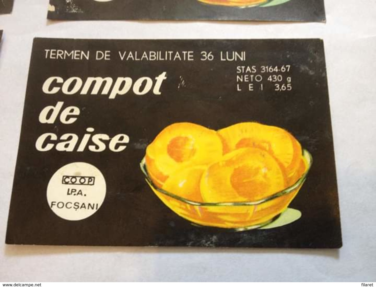 ROMANIA-COMPOTE D'ABRICOT/ COMPOTE APRICOT-LABEL ,COMMUNIST PERIOD - Fruits & Vegetables