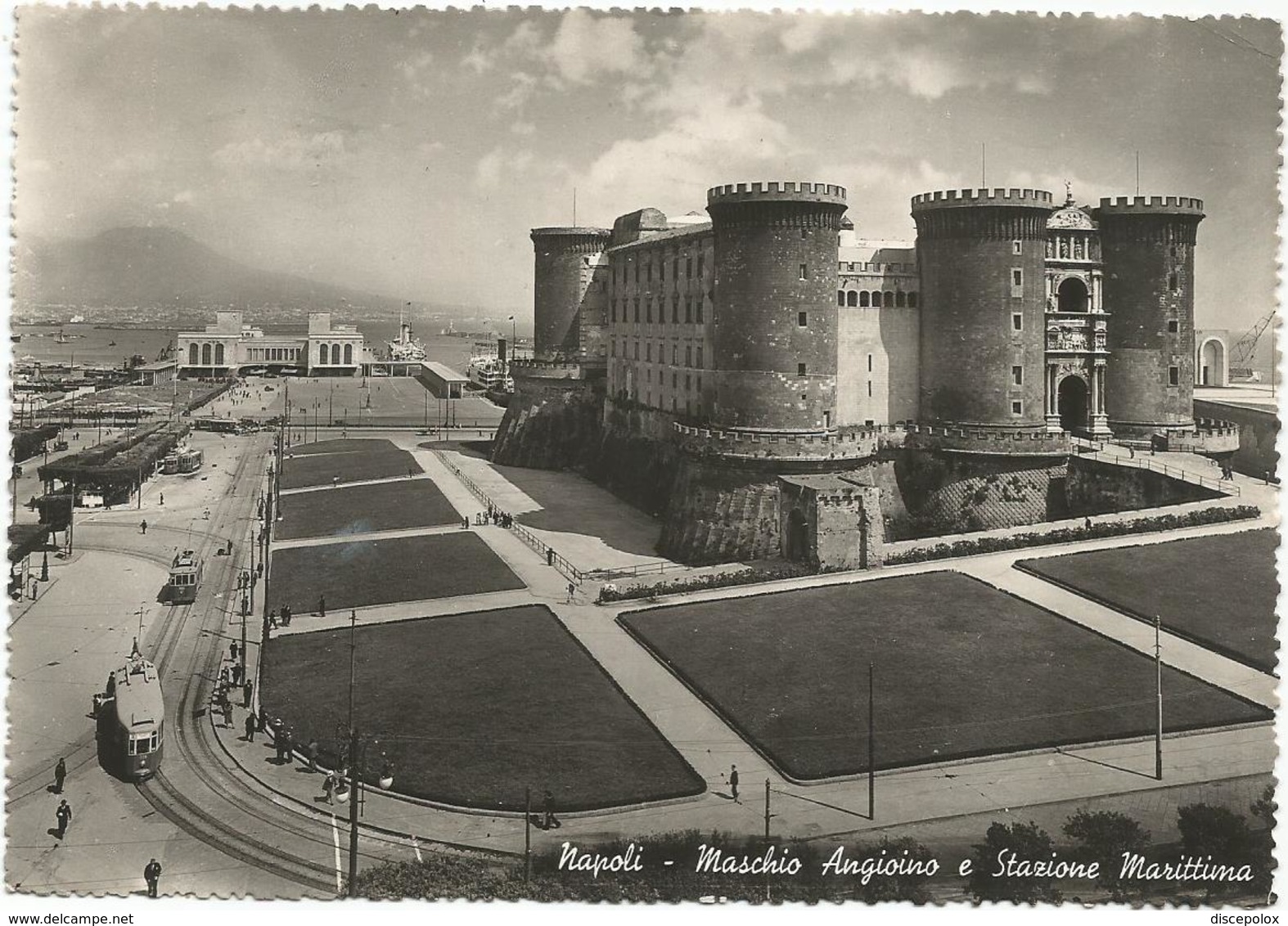 W2684 Napoli - Maschio Angioino E Stazione Marittima - Tram - Panorama / Viaggiata 1949 - Napoli