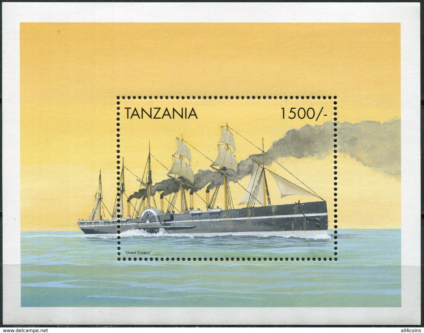 Tanzania 1999. Steamship  „Great Eastern“ (1858) (MNH OG) Souvenir Sheet - Tanzania (1964-...)