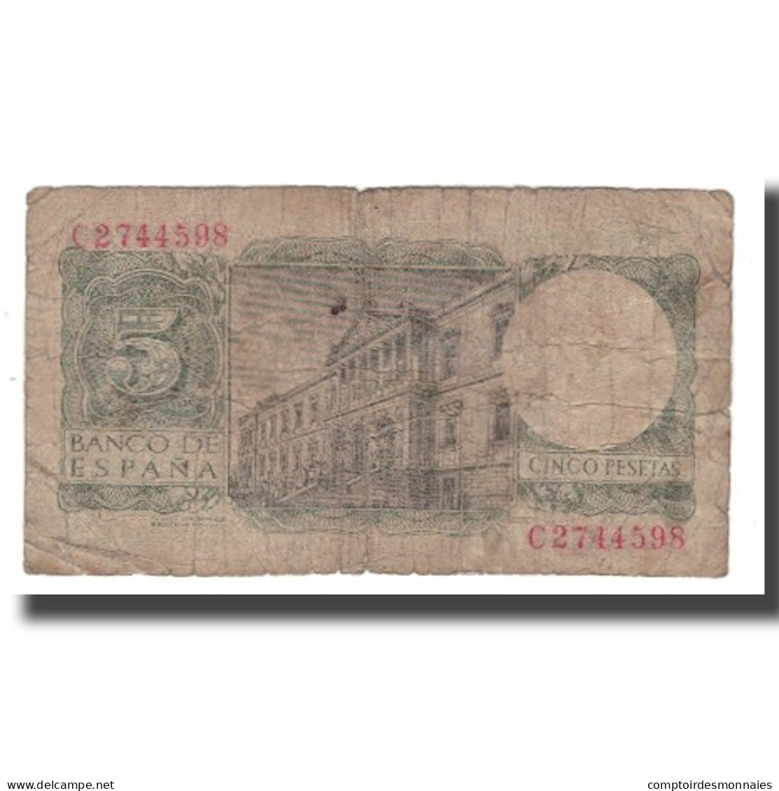 Billet, Espagne, 5 Pesetas, 1954, 1954-07-22, KM:146a, B+ - 5 Pesetas