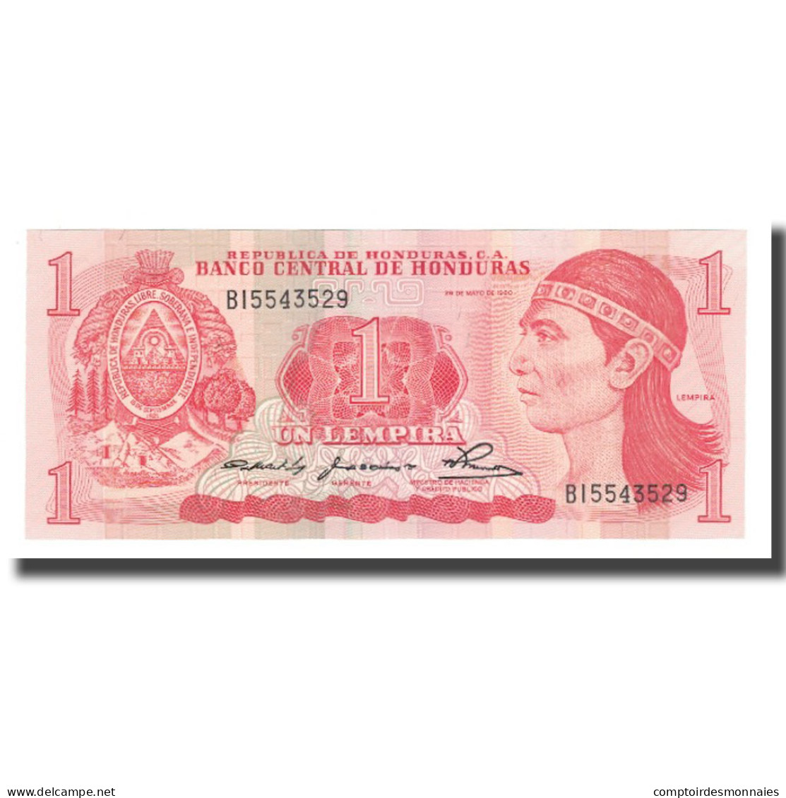 Billet, Honduras, 1 Lempira, 1980, 1980-05-29, KM:68a, NEUF - Honduras