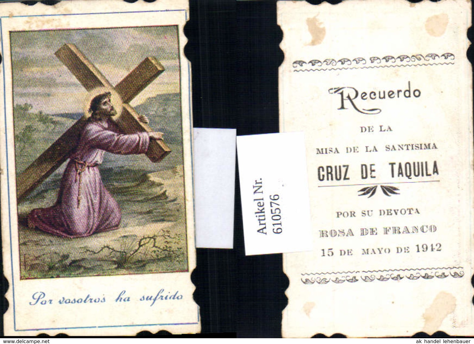 610576,Andachtsbild Heiligenbildchen Jesus Kreuz - Andachtsbilder