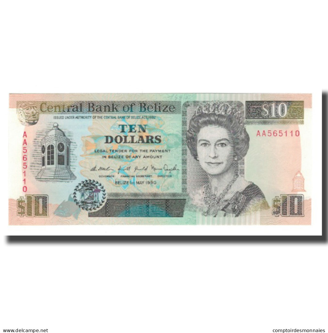 Billet, Belize, 10 Dollars, 1990, 1990-05-01, KM:54a, SPL+ - Belize