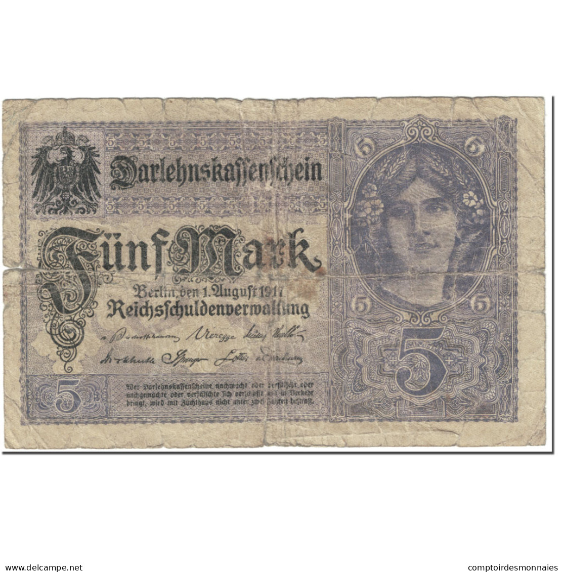 Billet, Allemagne, 5 Mark, 1917, 1917-08-01, KM:56b, AB - 5 Mark