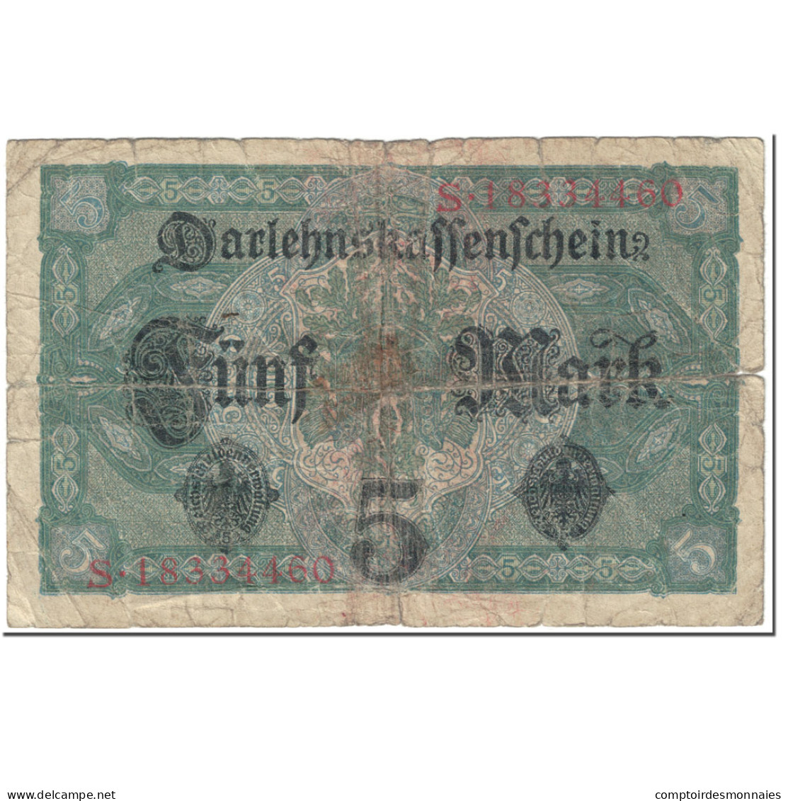 Billet, Allemagne, 5 Mark, 1917, 1917-08-01, KM:56b, AB - 5 Mark