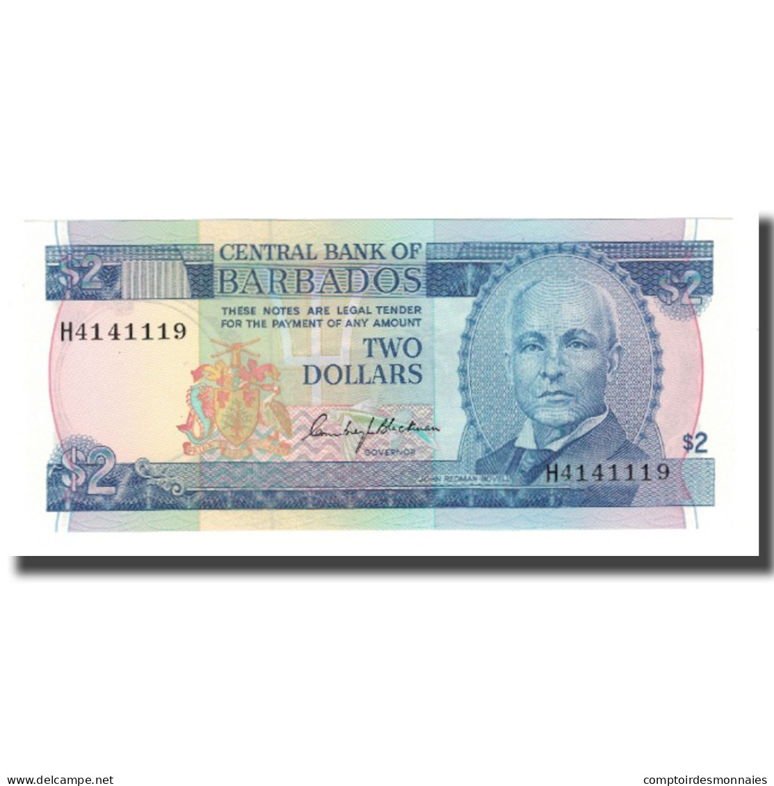 Billet, Barbados, 2 Dollars, Undated (1986), KM:36, NEUF - Barbados (Barbuda)