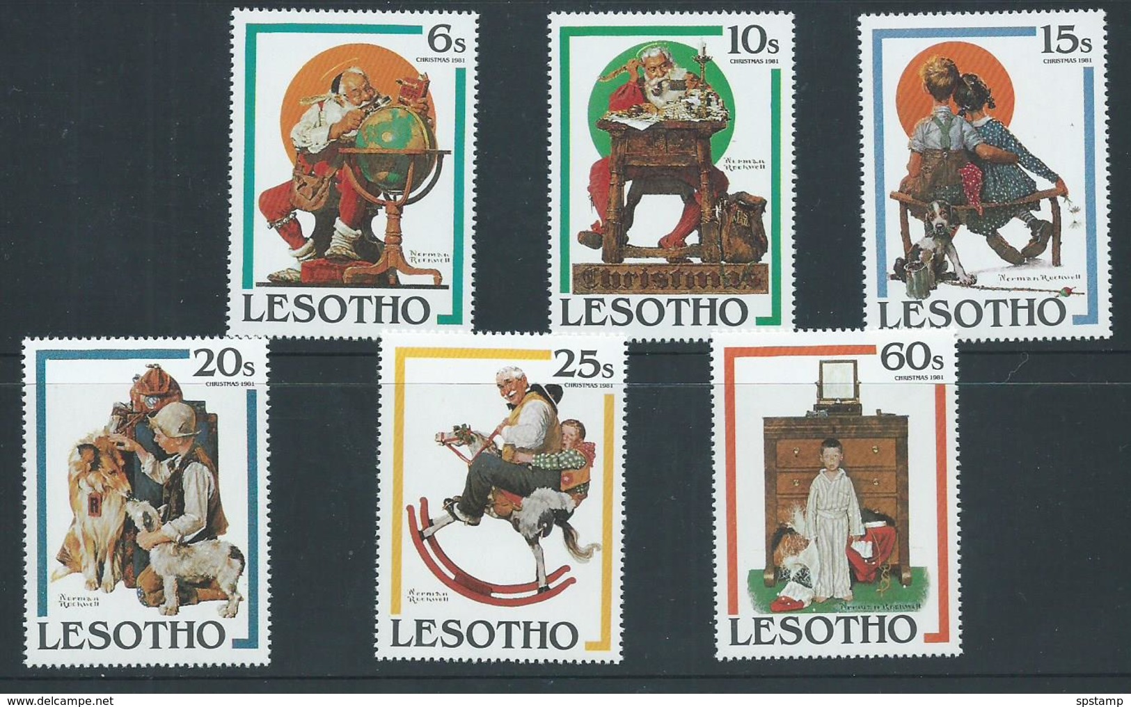 Lesotho 1981 Christmas Rockwell Paintings Set 6 MNH - Lesotho (1966-...)