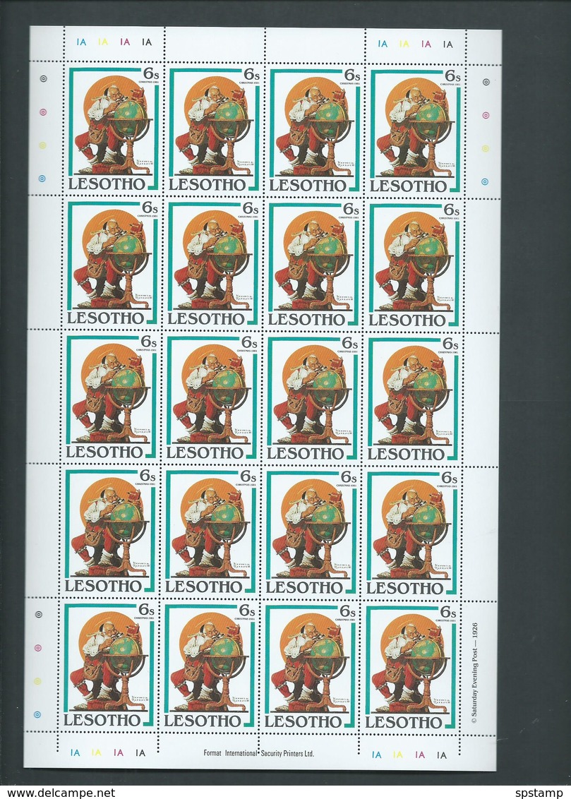 Lesotho 1981 Christmas Rockwell Paintings Set 6 Full Sheets Of 20 With Complete Margins MNH - Lesotho (1966-...)