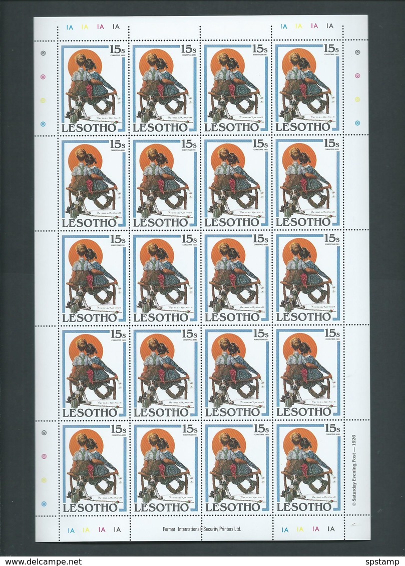 Lesotho 1981 Christmas Rockwell Paintings Set 6 Full Sheets Of 20 With Complete Margins MNH - Lesotho (1966-...)