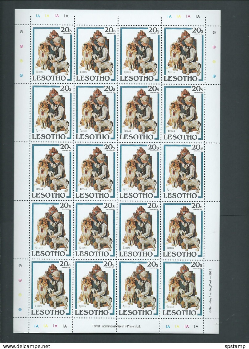 Lesotho 1981 Christmas Rockwell Paintings Set 6 Full Sheets Of 20 With Complete Margins MNH - Lesotho (1966-...)