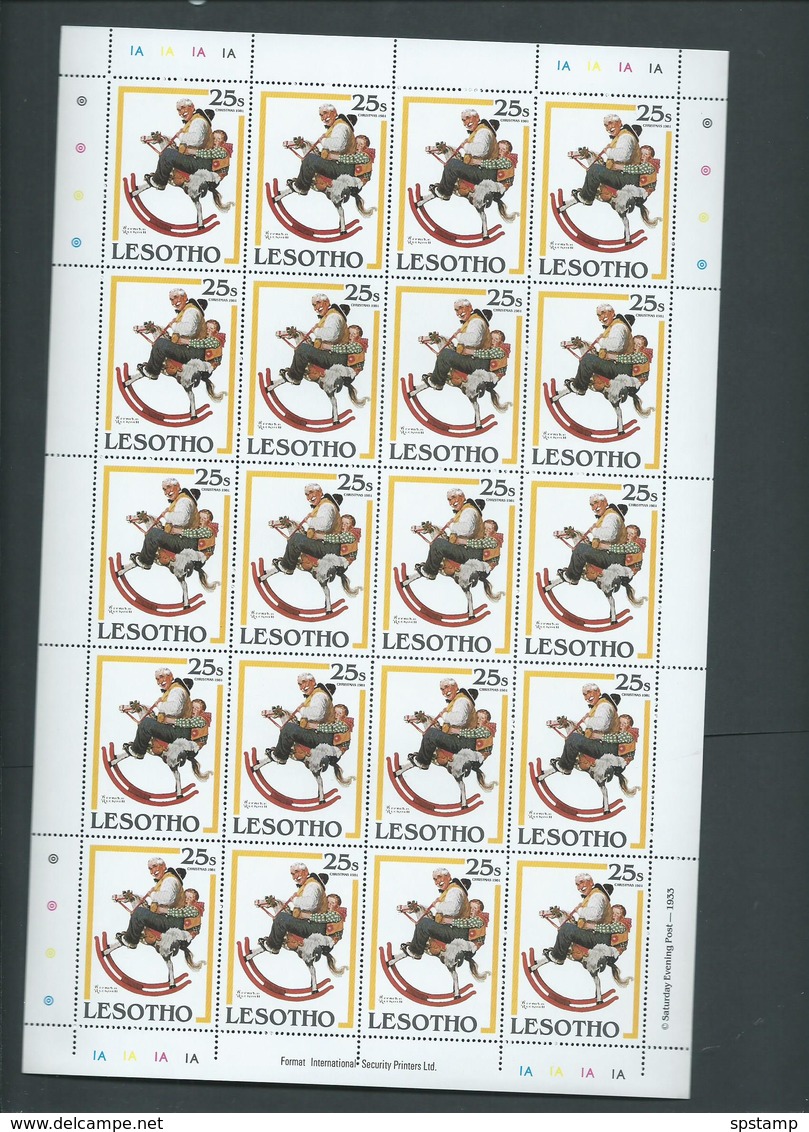 Lesotho 1981 Christmas Rockwell Paintings Set 6 Full Sheets Of 20 With Complete Margins MNH - Lesotho (1966-...)