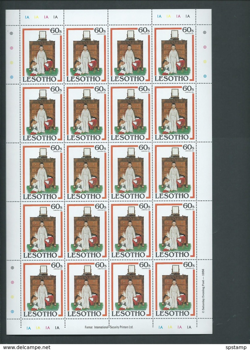 Lesotho 1981 Christmas Rockwell Paintings Set 6 Full Sheets Of 20 With Complete Margins MNH - Lesotho (1966-...)