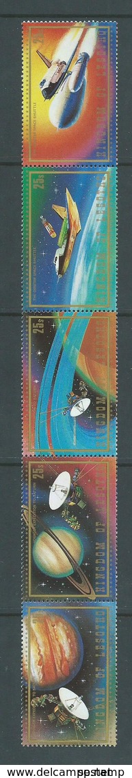 Lesotho 1981 Voyager & Columbia Space Missions Strip Of 5 MNH - Lesotho (1966-...)