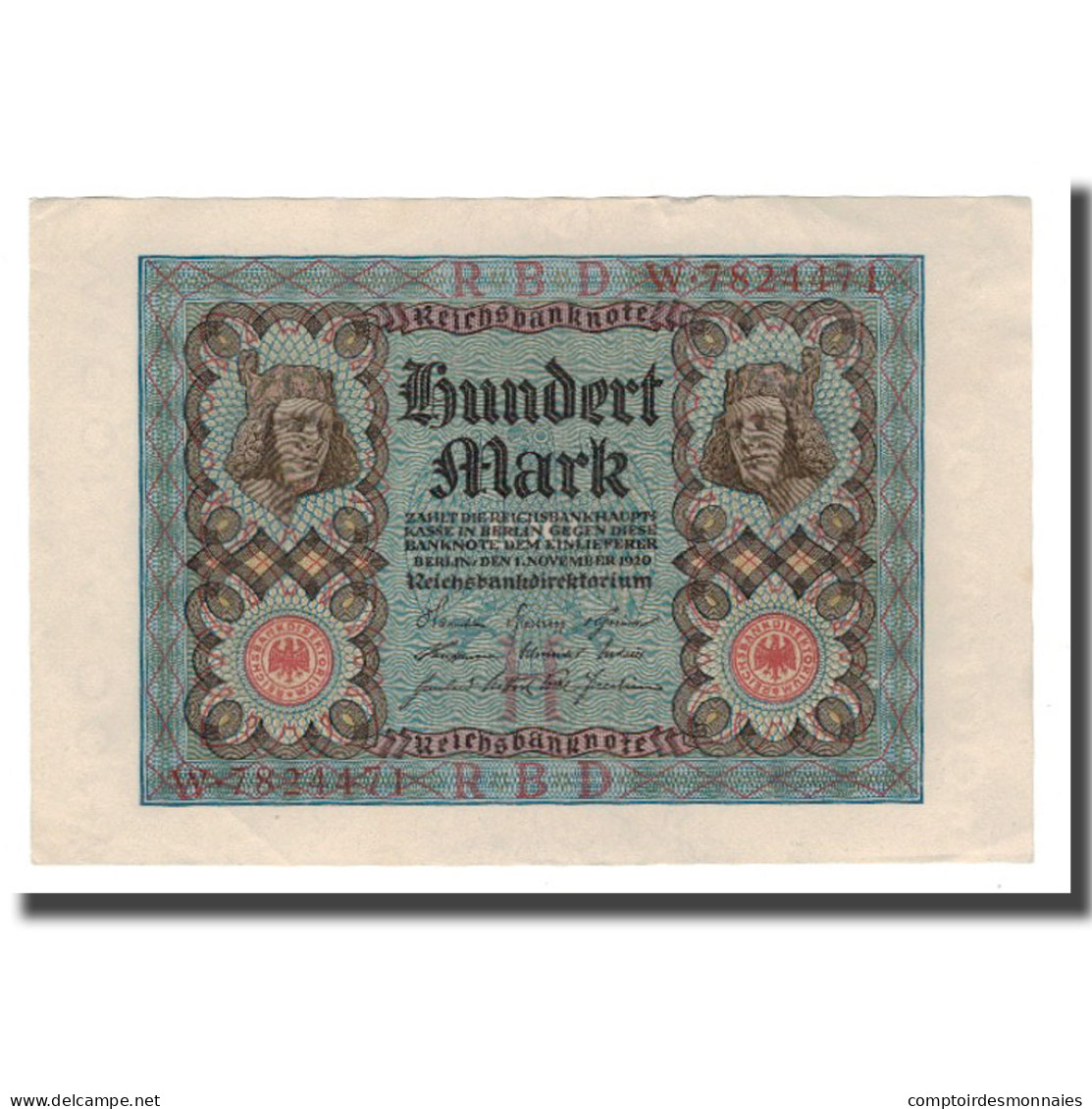 Billet, Allemagne, 100 Mark, 1920, 1920-11-01, KM:69a, SPL - 100 Mark