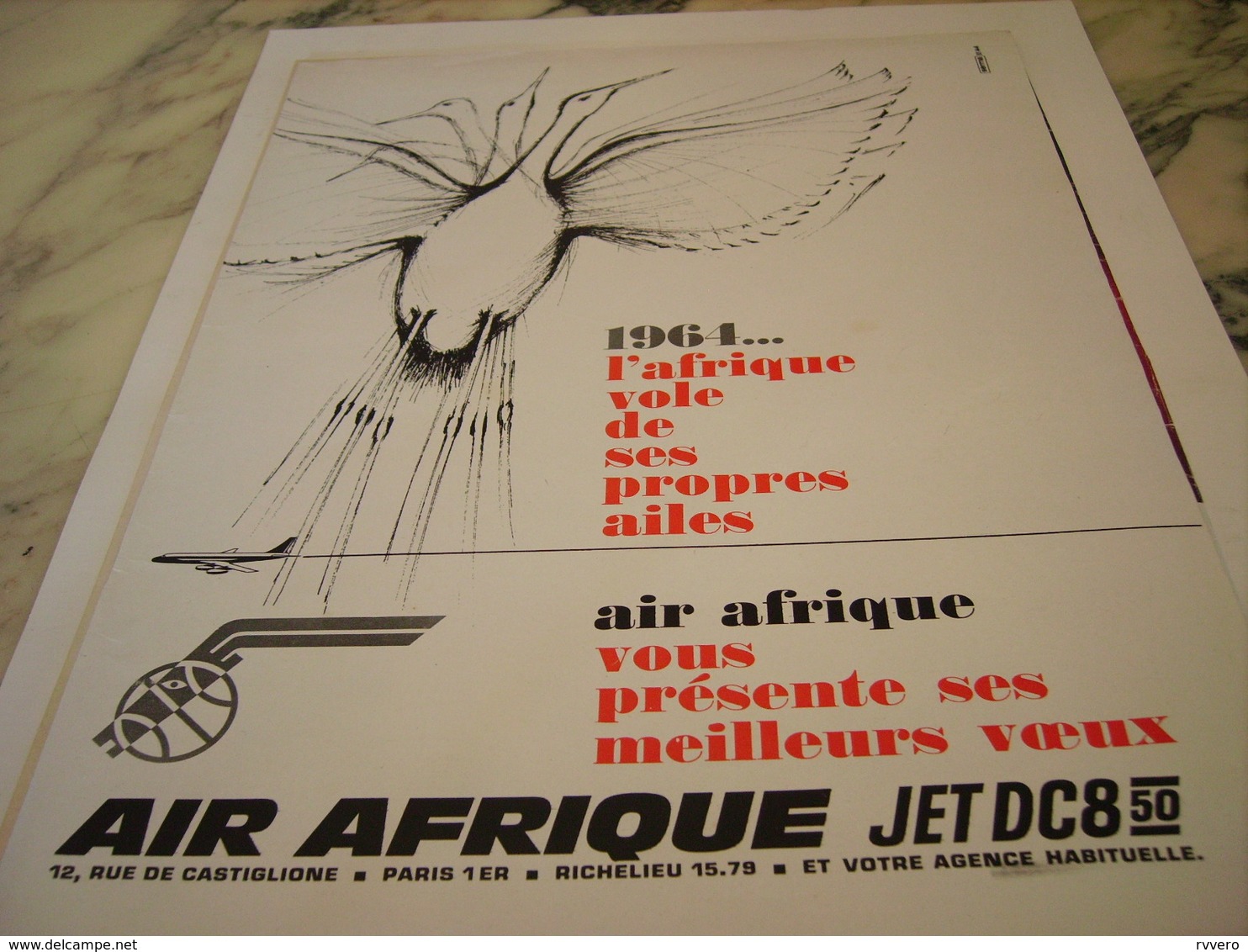 ANCIENNE PUBLICITE MEILLEUR VOEUX  AIR AFRIQUE 1964 - Autres & Non Classés