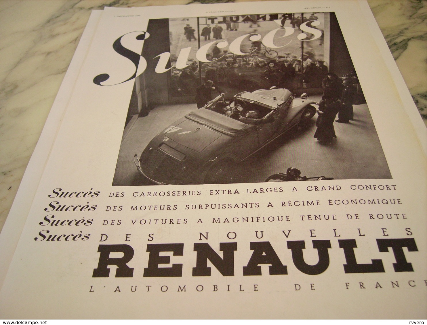 ANCIENNE PUBLICITE SUCCES VOITURE  RENAULT 1935 - Voitures