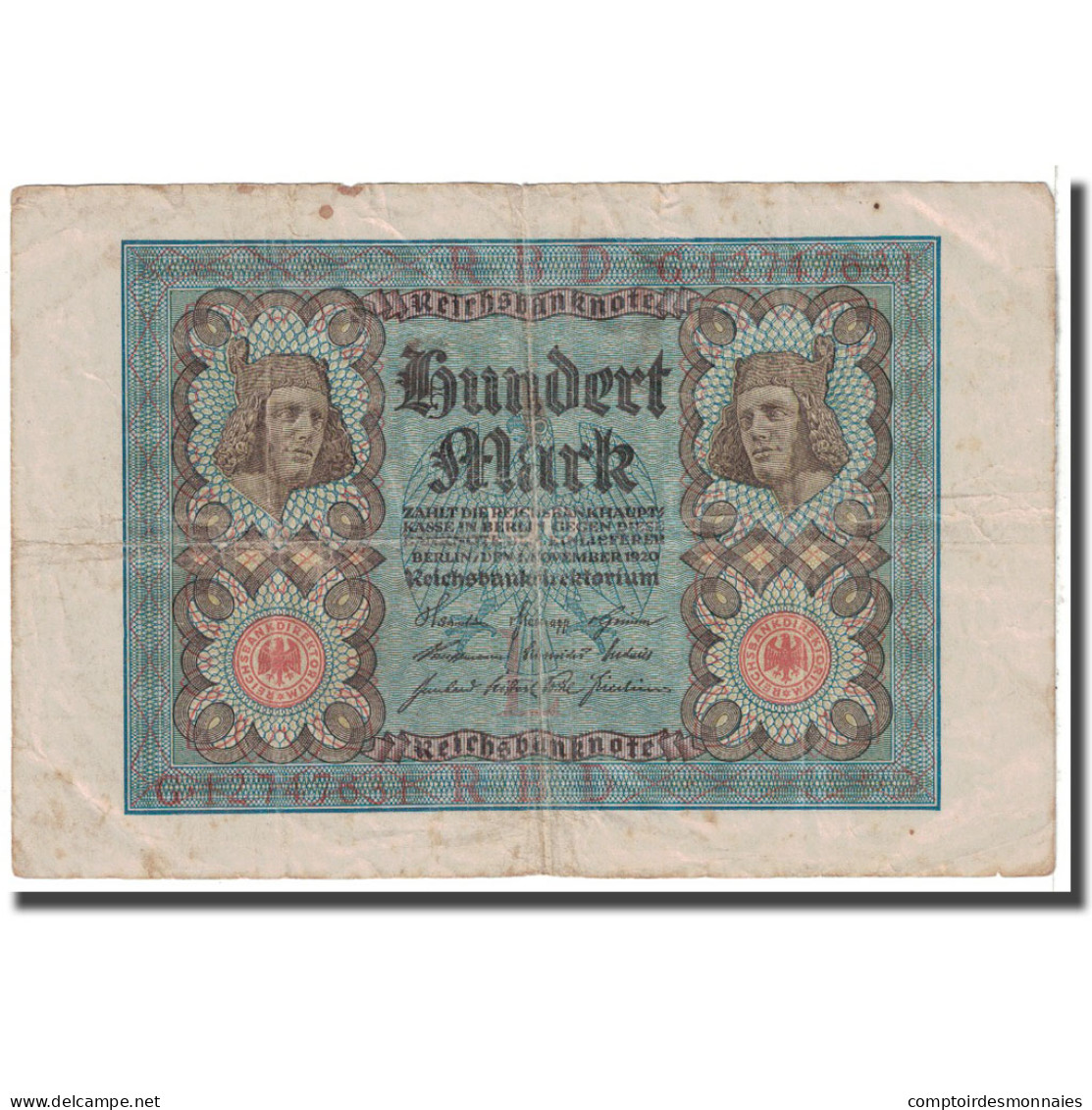 Billet, Allemagne, 100 Mark, 1920, 1920-11-01, KM:69b, TB - 1000 Mark