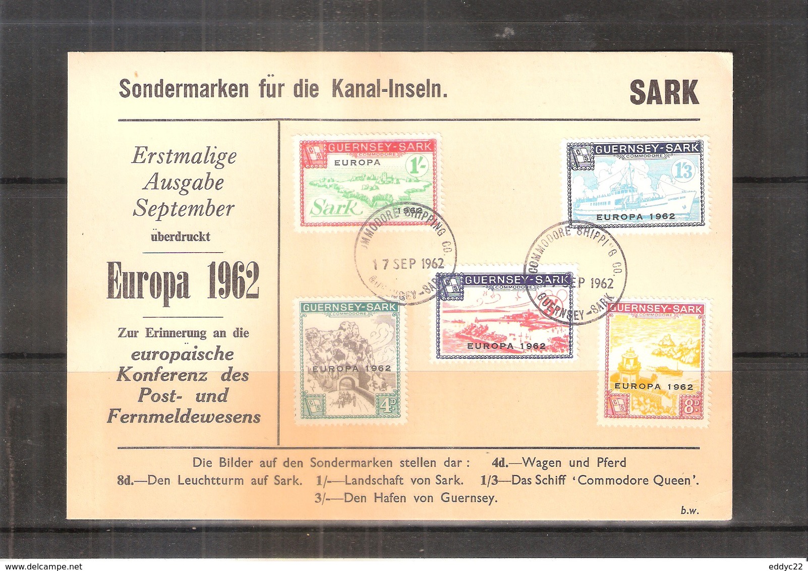 Europa 1962 - FDC From Guernsey-Sark (to See) - 1962