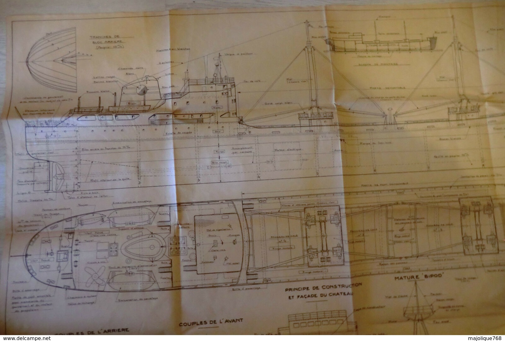 Plan Du Modèle Réduit Du Roseline Maquette Au 1/100 Navire De Charge à Un Pont - Dimensions 1,10 X 0,74 M. - Other Plans