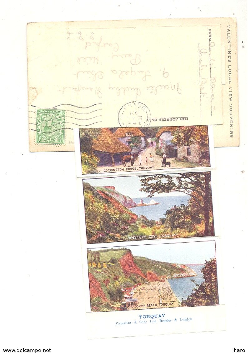 Expressing My Views Of BABBACOMBE, Carte à Système 6 Views - Train - 1931 (fr75) - Torquay