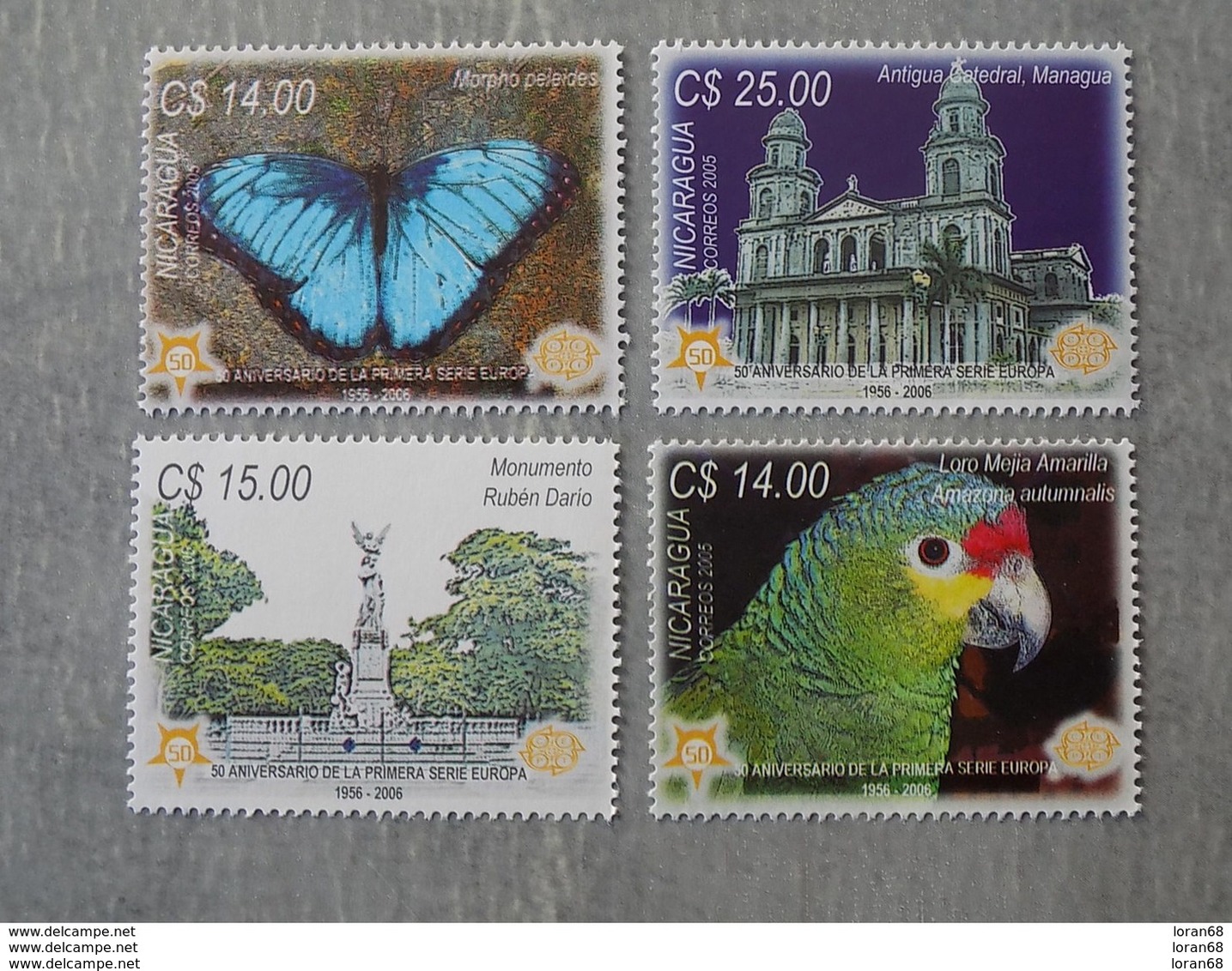 Série 4 Timbres Neuf Nicaragua 2006 : Cinquantenaire Du Timbre Europa - Autres & Non Classés