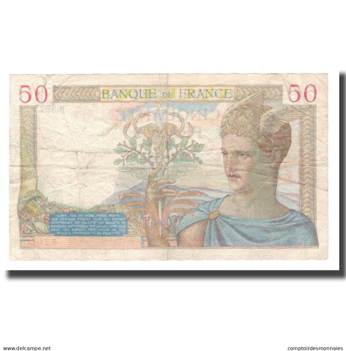 France, 50 Francs, 1937-40, 1937-03-25, TTB, Fayette:17.36, KM:85a - 50 F 1934-1940 ''Cérès''