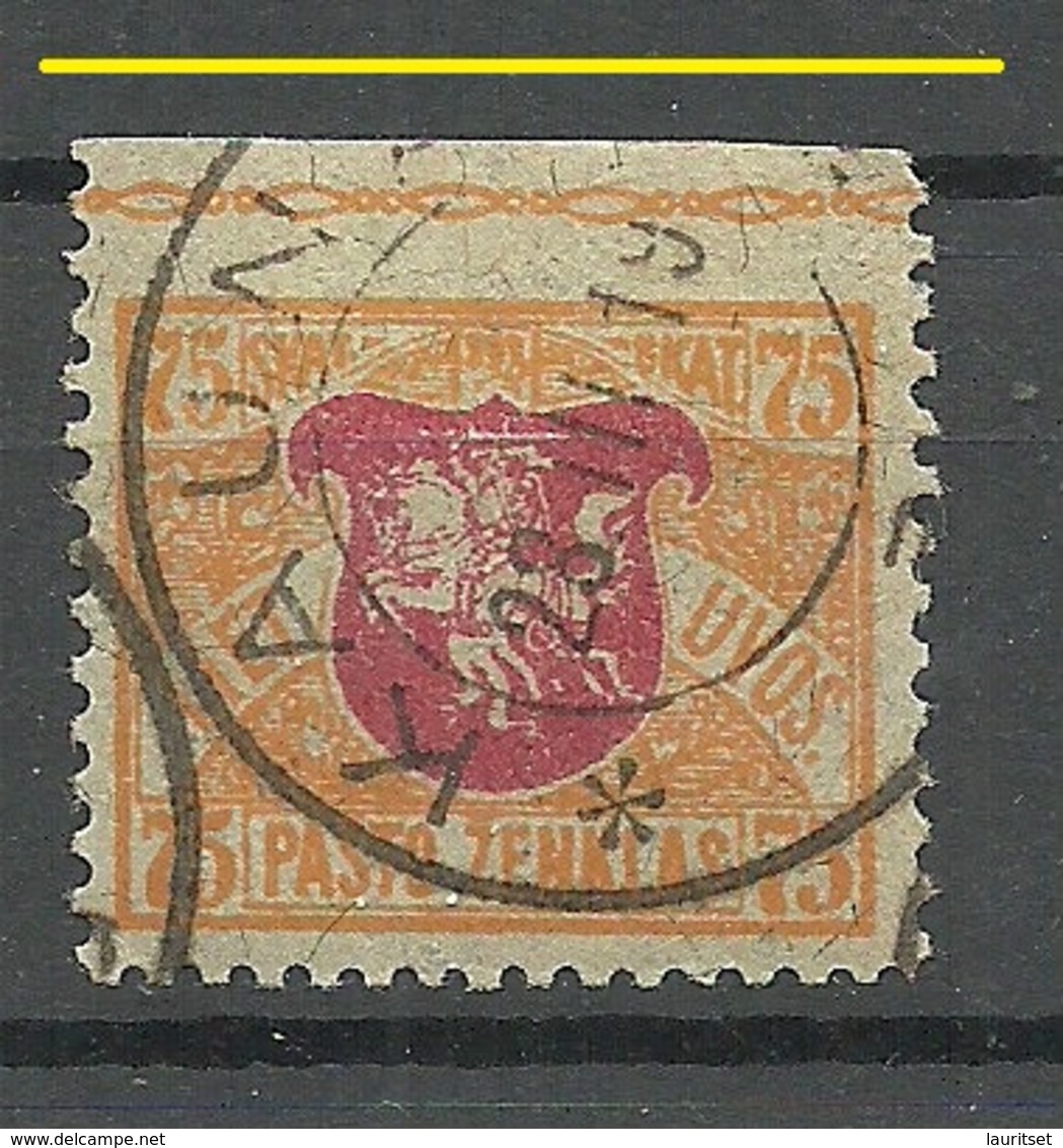 LITAUEN Lithuania 1919 Michel 36 ERROR Abart Variety Upper Margin Imperforate! O - Lituania