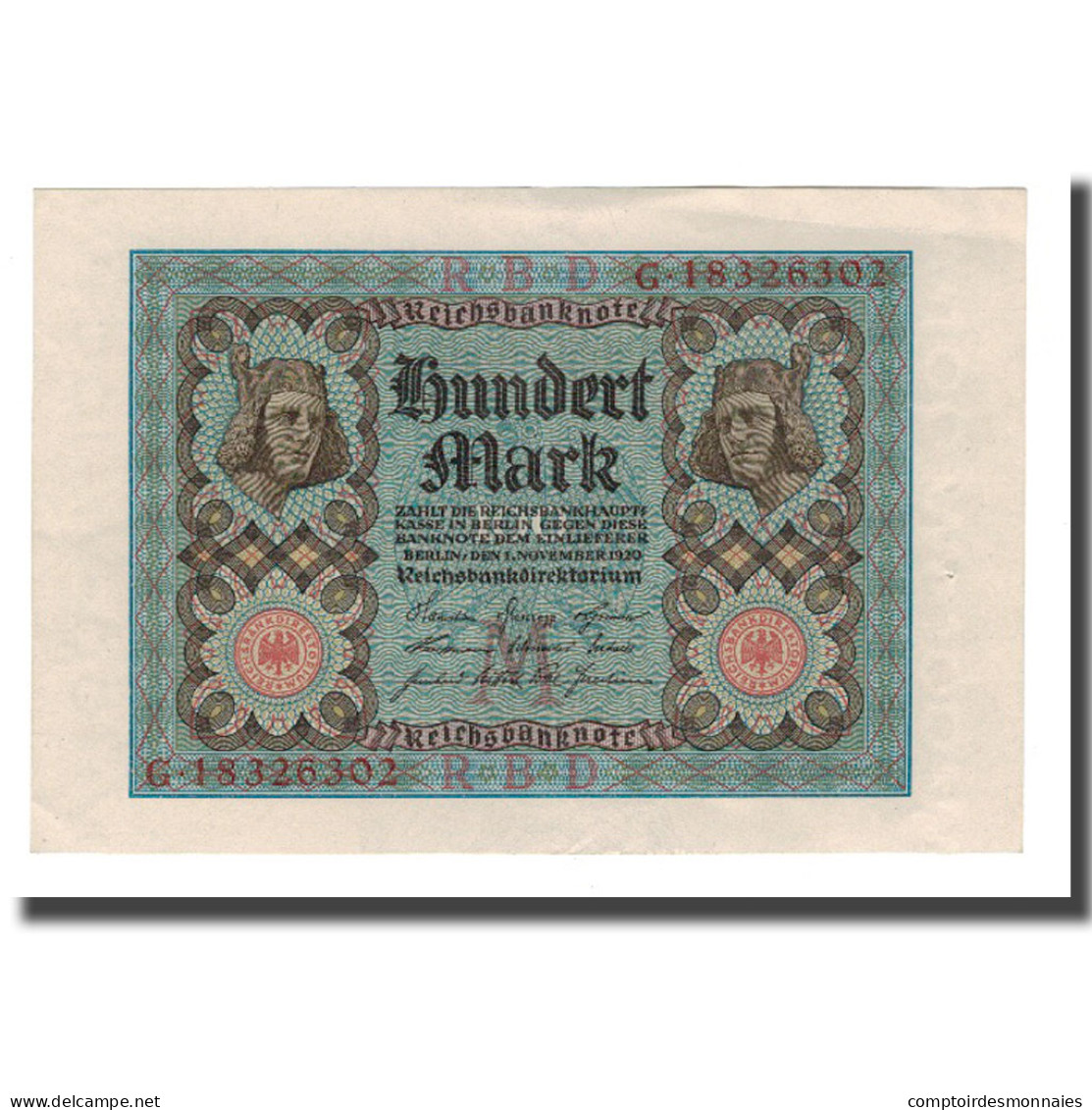 Billet, Allemagne, 100 Mark, 1920, 1920-11-01, KM:69b, SPL - 100 Mark