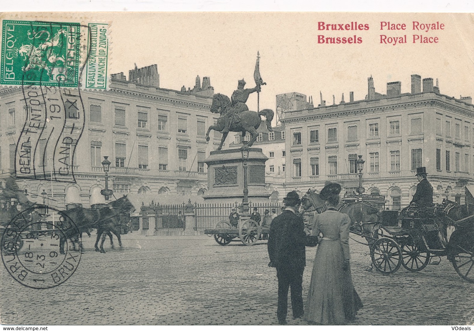 CPA - Belgique - Brussels - Bruxelles - Place Royale - Marktpleinen, Pleinen