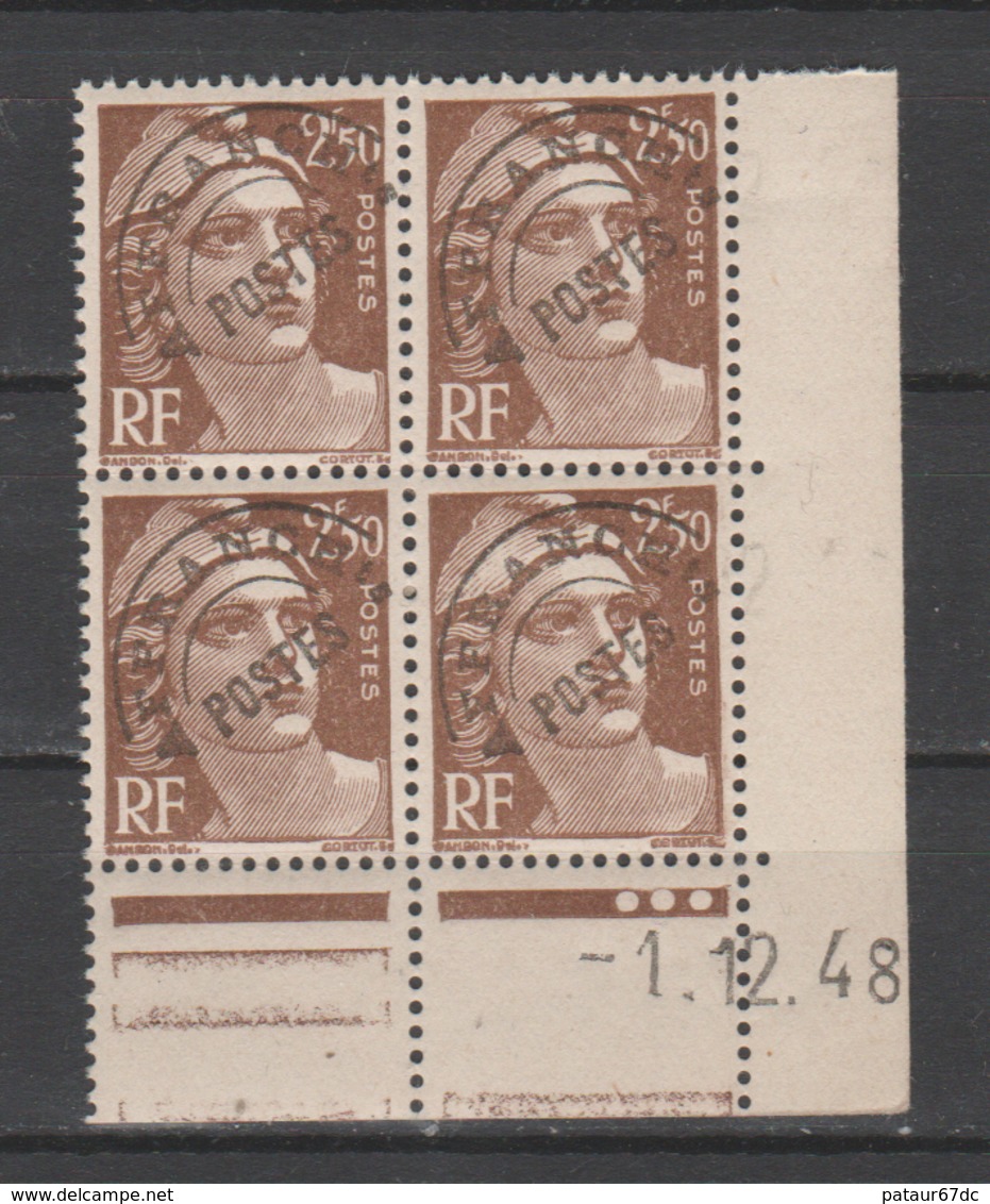 FRANCE / 1945-1951 / Y&T Préo N°  95 ** : Marianne De Gandon 2F50 Brun X 4 - Coin Daté 1948 12 01 - Préoblitérés