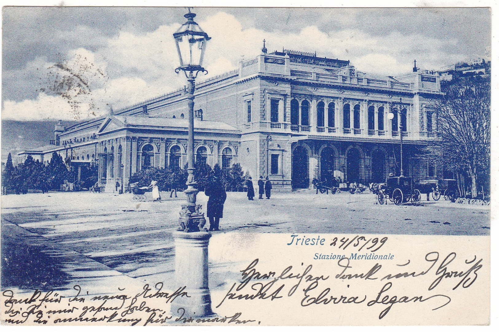 # 9744 Italy, Trieste Postcard Mailed 1899: Stazione Meridionale, Animated - Trieste