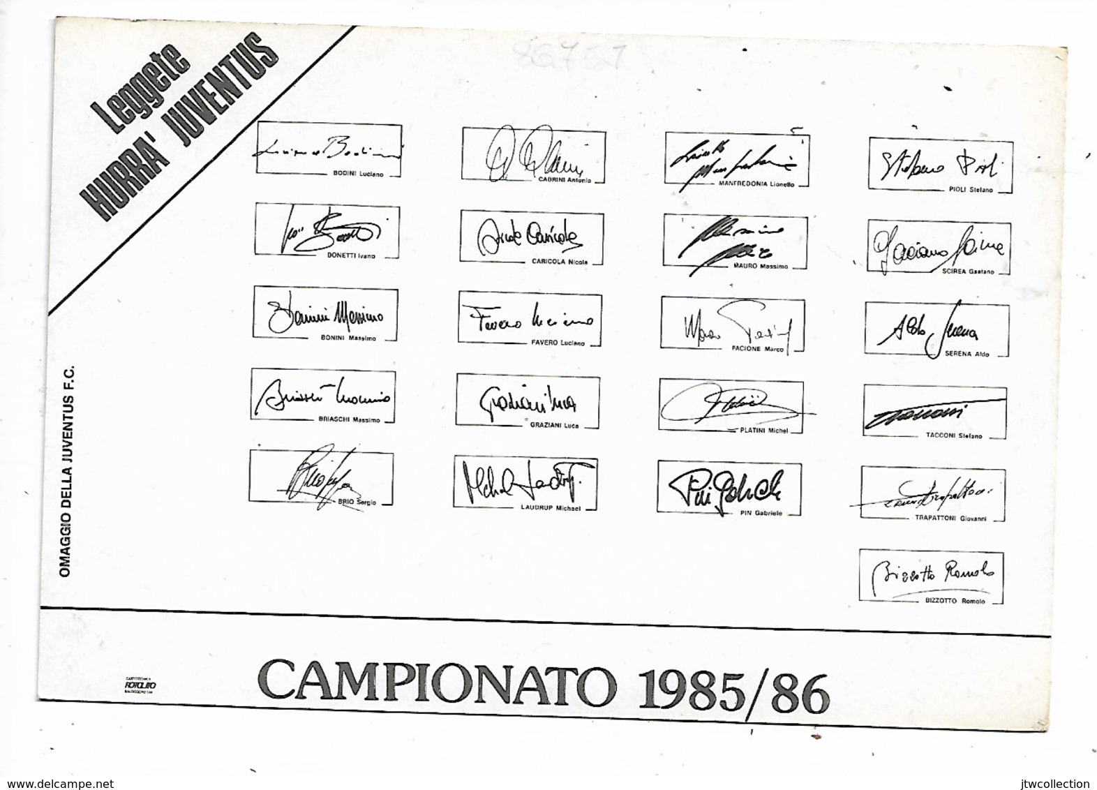Juventus 1985/86 - Non Viaggiata - Calcio