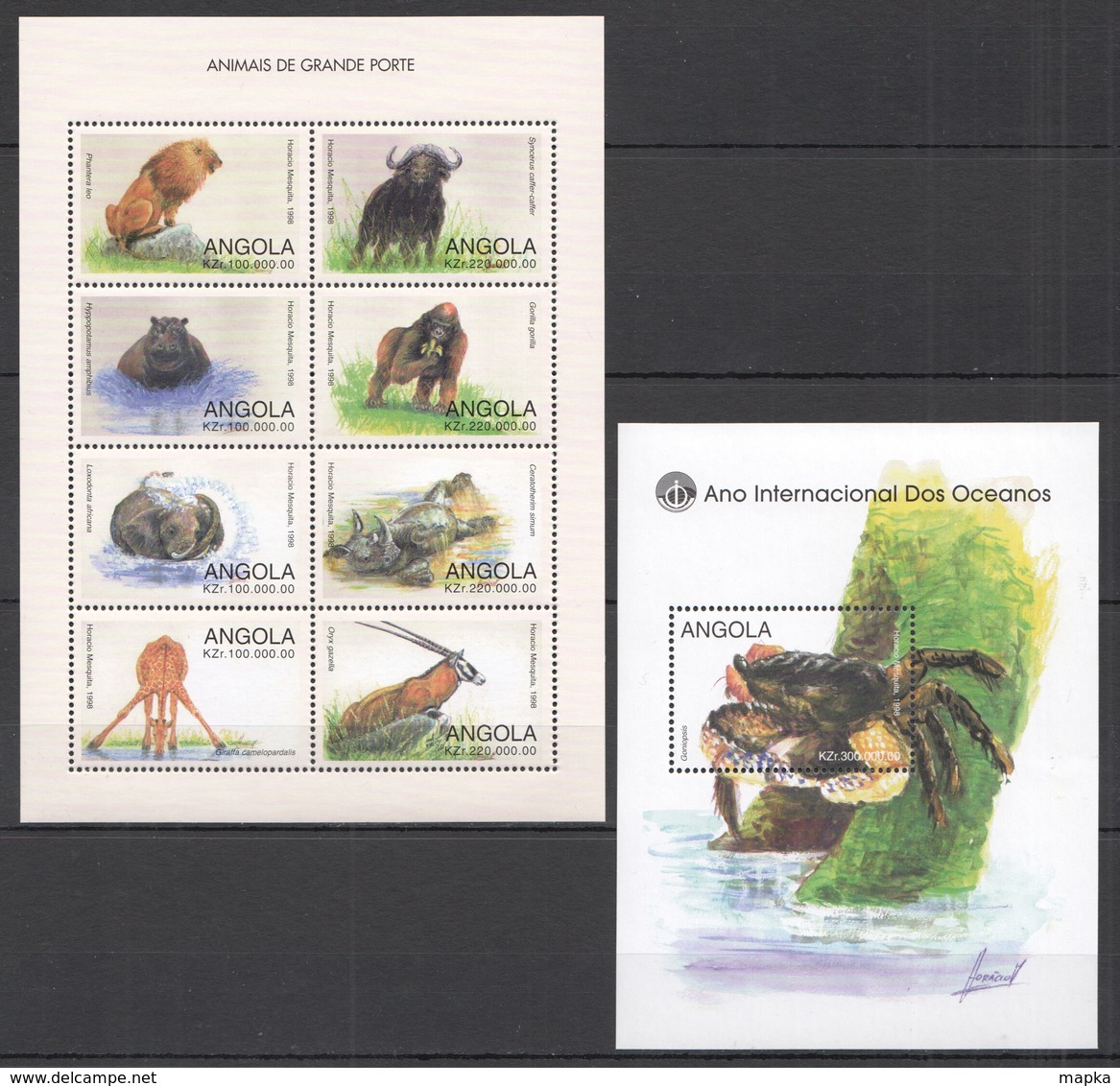 N885 ANGOLA FLORA & FAUNA WILD LARGE GIANT ANIMALS YEAR OF OCEAN KB+BL MNH - Otros & Sin Clasificación