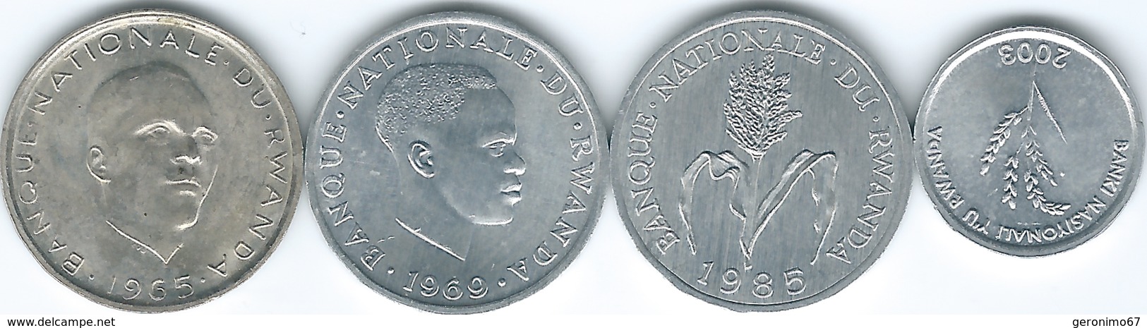 Rwanda - 1 Franc - 1965 (KM5) 1969 (KM8) 1985 (KM12) & 2003 (KM22) - Rwanda