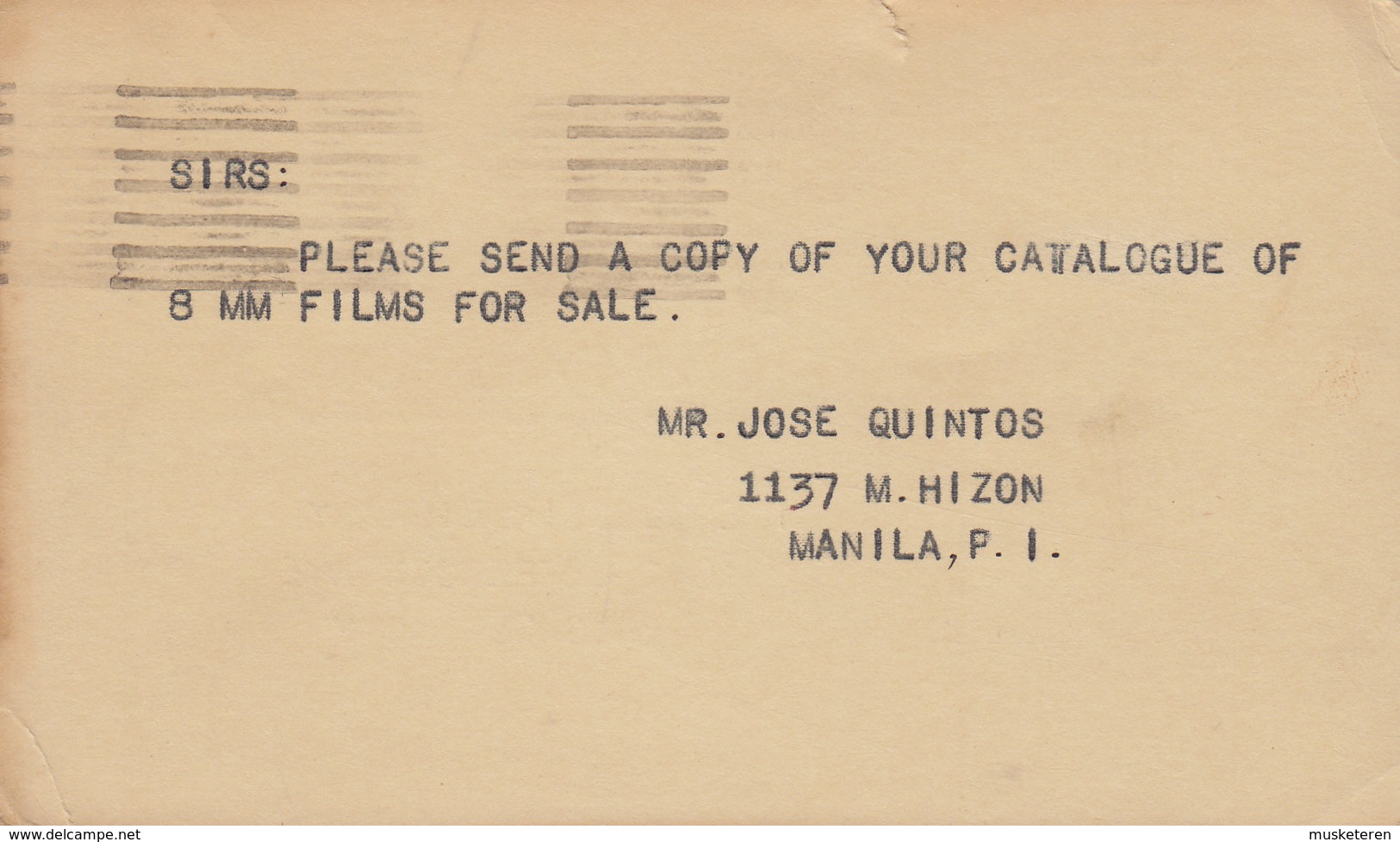 Philippines Postal Stationery Ganzsache Entier 2c. Slogan MANILA 1934 Cine Classic Library BROOKLYN United States - Philippinen