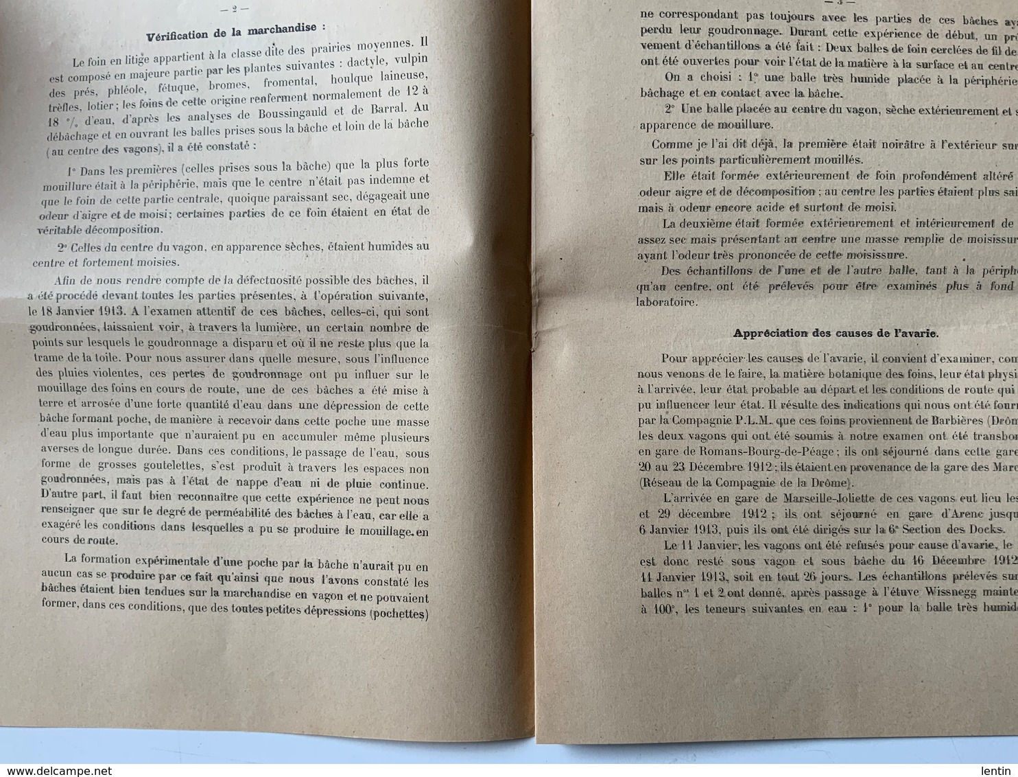 Chemins De Fer / Avaries Mouille / Rapport Expertise / Humidité Expéditions Blé / 1925/30 - Collections