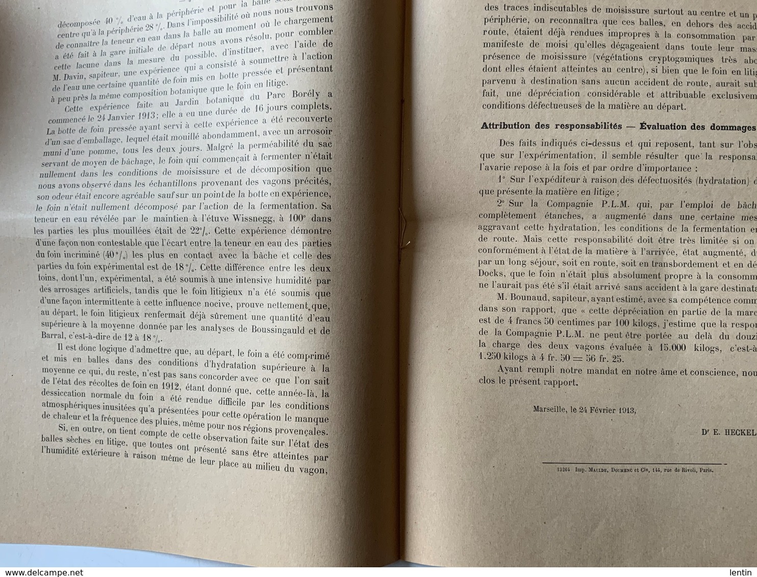 Chemins De Fer / Avaries Mouille / Rapport Expertise / Humidité Expéditions Blé / 1925/30 - Collections