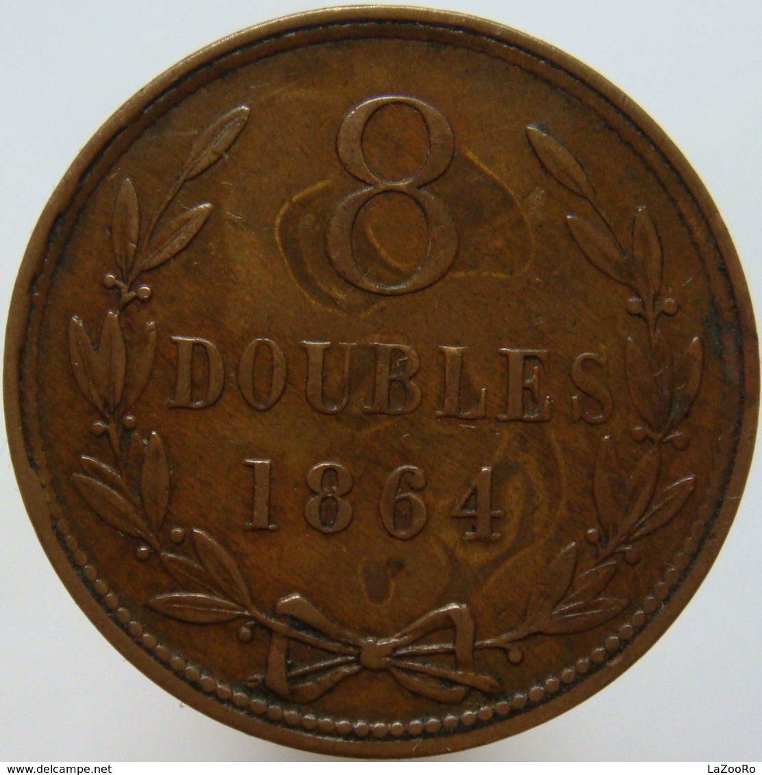 LaZooRo: Guernsey 8 Doubles 1864 VF / XF - Guernesey