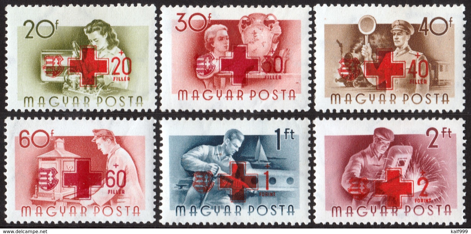 ~~~ Hungary Ungarn 1957 - Red Cross Overpr - Mi. 1482/1487 ** MNH ~~~ - Ongebruikt