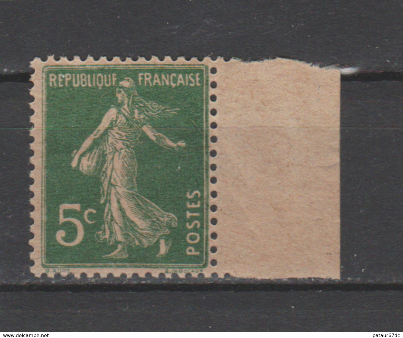 FRANCE / 1907 / Y&T N° 137h ** : Semeuse Camée 5c Vert (papier GC) BdF - Gomme D'origine Intacte Avec Bulle - Neufs