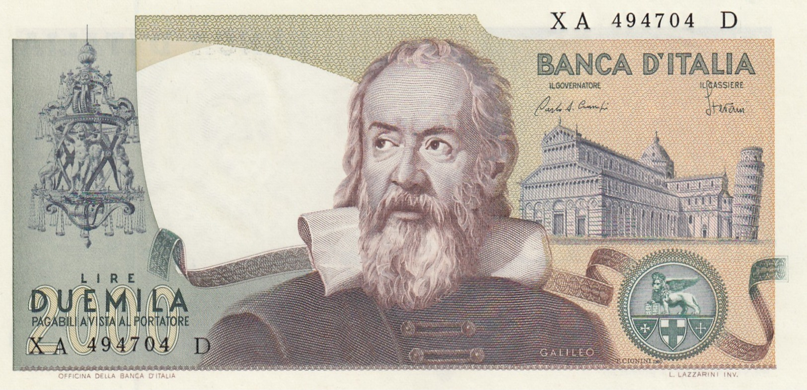 Lire 2000 GALILEO  SERIE SOSTITUTIVA  XA-D  FDS ASSOLUTO - 2000 Lire