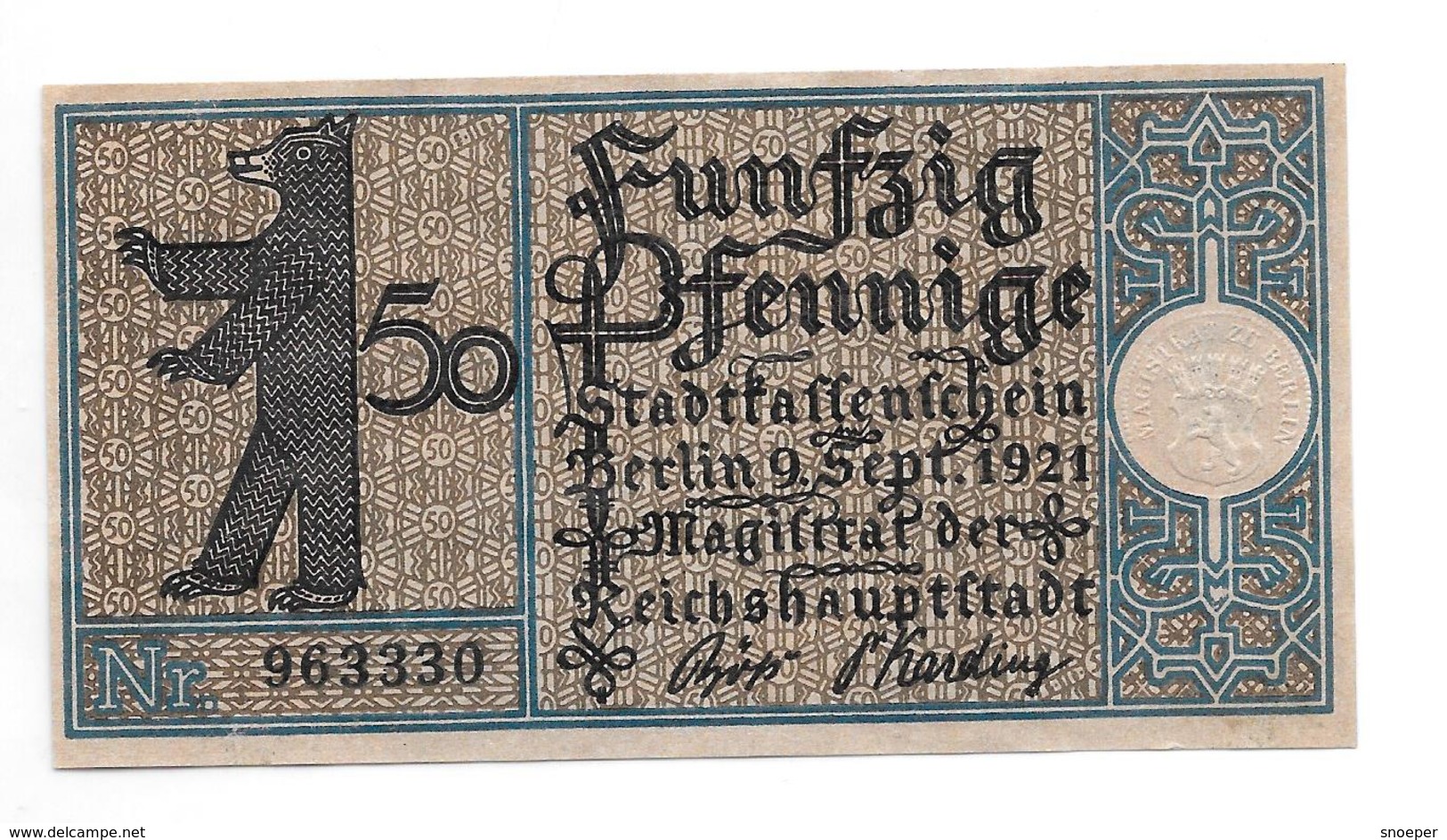 **notgeld  Berlin 50 Pfennig 92.2 Cat Val 2 ,00 Euro - [11] Lokale Uitgaven