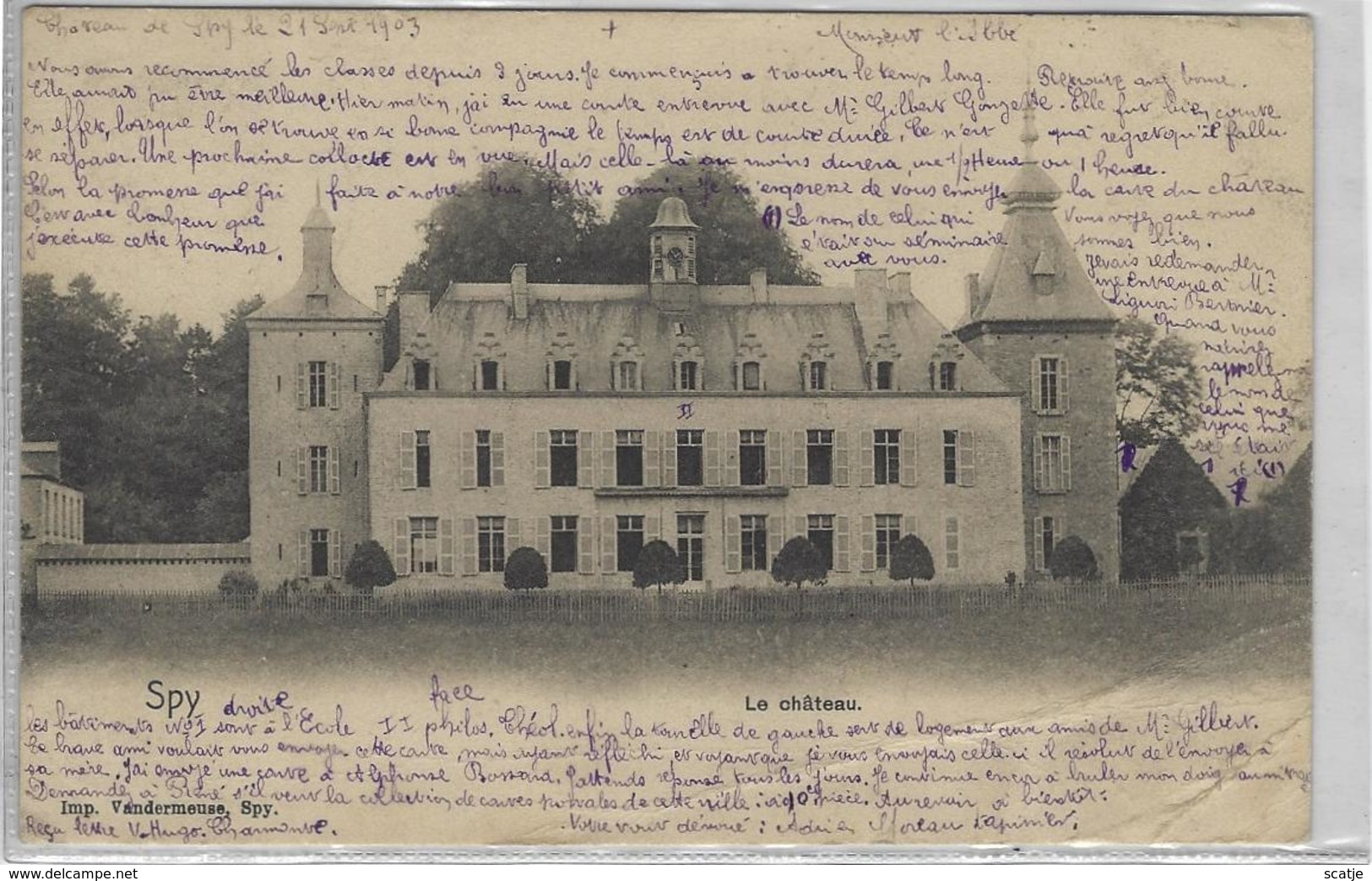 Spy    Le Château.    -  (Kreuk Onderaan)   -   Namur   1903   Naar   Amboise - Jemeppe-sur-Sambre