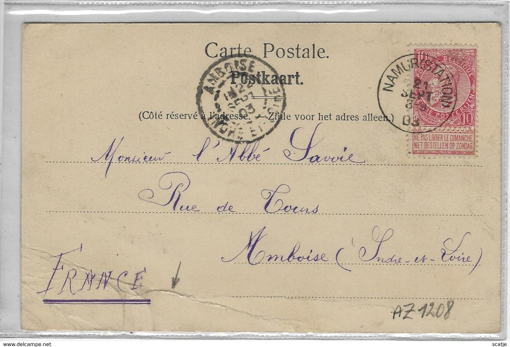Spy    Le Château.    -  (Kreuk Onderaan)   -   Namur   1903   Naar   Amboise - Jemeppe-sur-Sambre