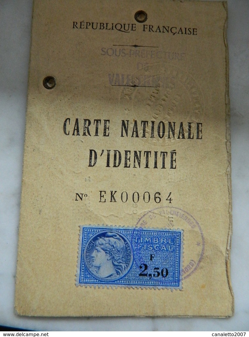 FRANCE:CARTE D'IDENTITE DE FRESNES SUR ESCAUT -CARLIER ALICE 1965 - Sin Clasificación