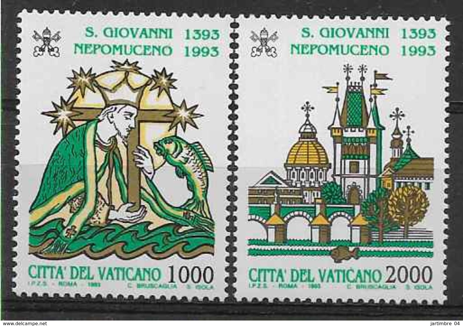 1993 VATICAN 961-62** Saint Jean Népomucène, Prague - Unused Stamps