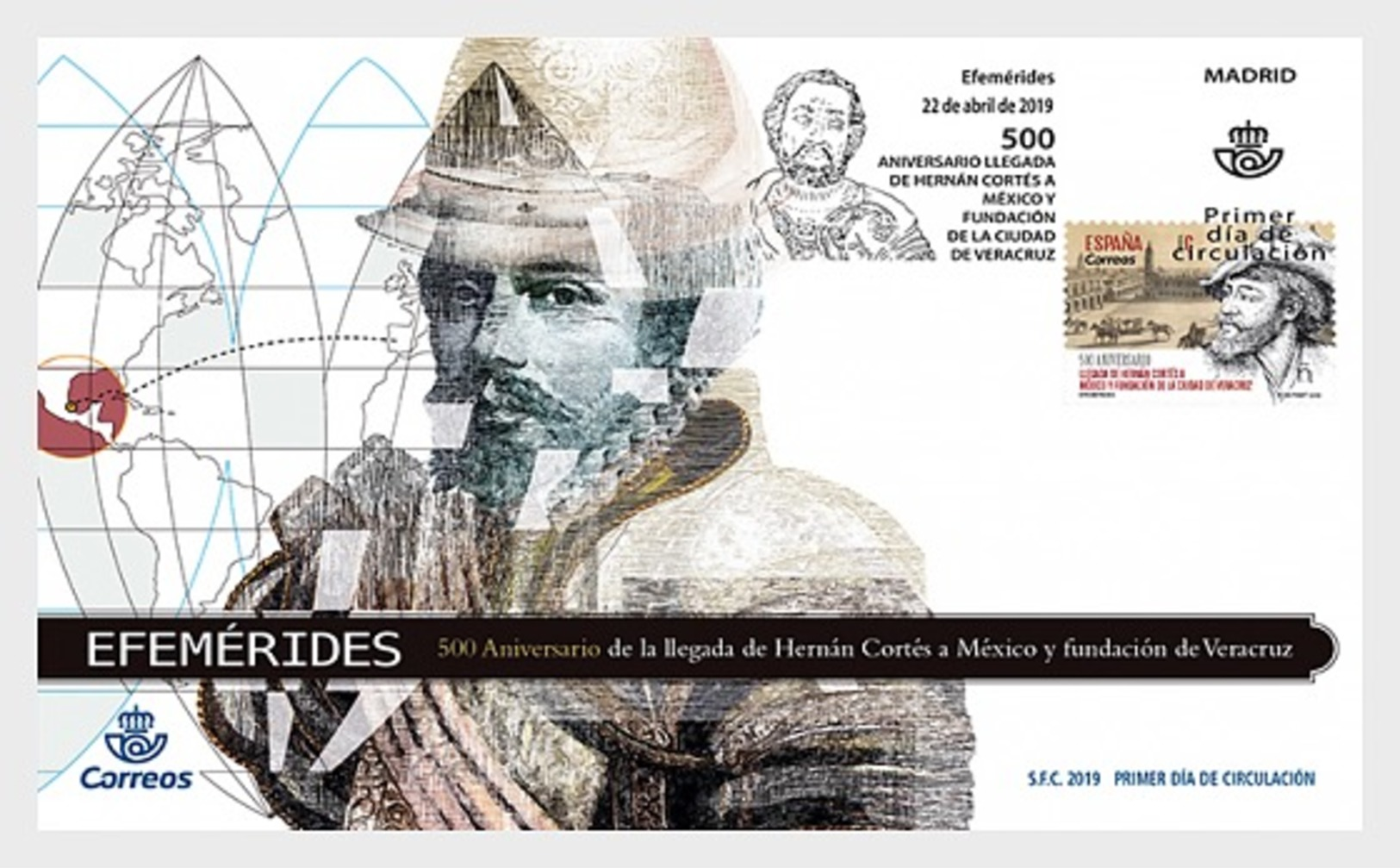 H01 Spain 2018 500th Anniversary Of The Arrival Of Hernan Cortés In Mexico  FDC - Ungebraucht