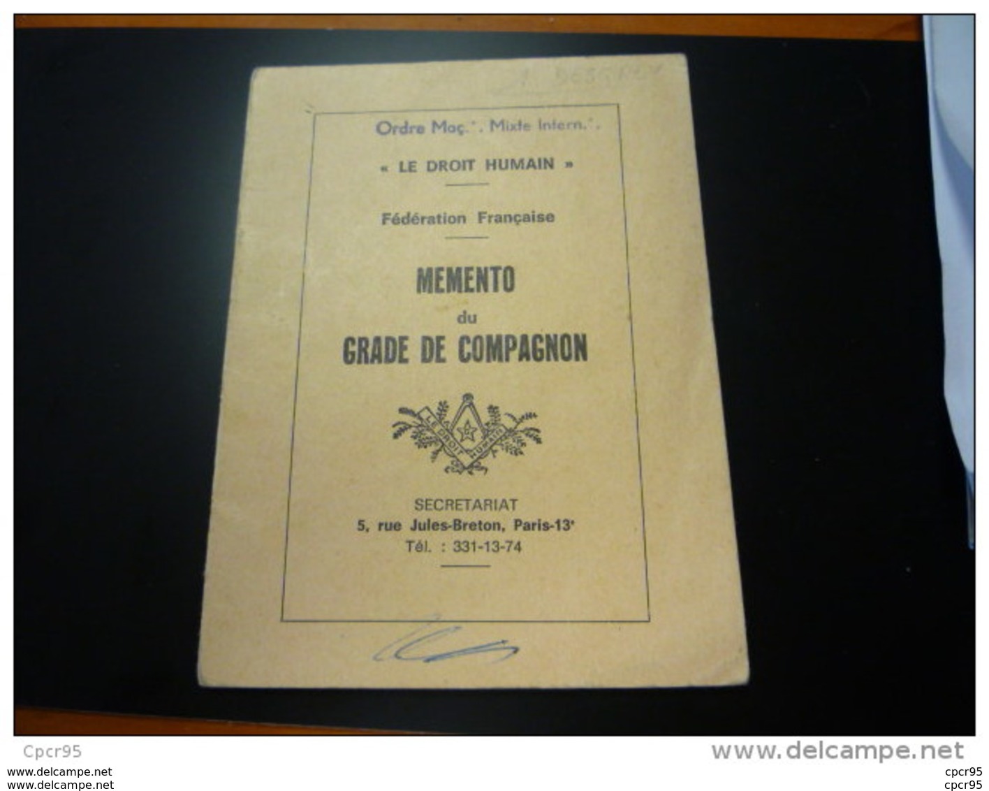 LIVRES.N°29454.ESOTERISME.FRANC MACONNERIE.MEMETO DU GRADE DE COMPAGNON.20 PAGES.COMPLET - Esoterismo